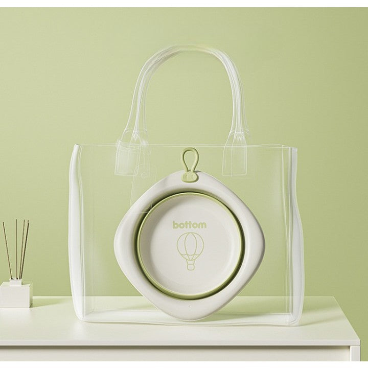 Cada Pliabila pentru Baie pentru Copii, Cadita pentru Bebelusi, Model Romb cu Balon, Verde, 31.5x31.5x3.5 cm, 3L