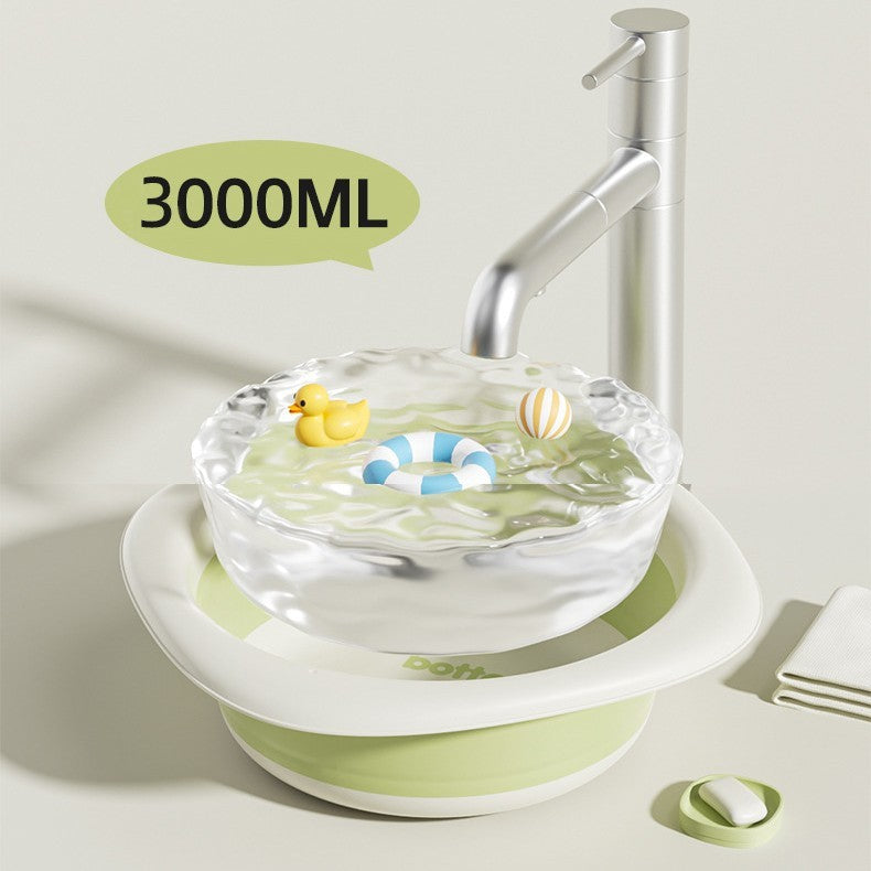 Cada Pliabila pentru Baie pentru Copii, Cadita pentru Bebelusi, Model Romb cu Balon, Verde, 31.5x31.5x3.5 cm, 3L