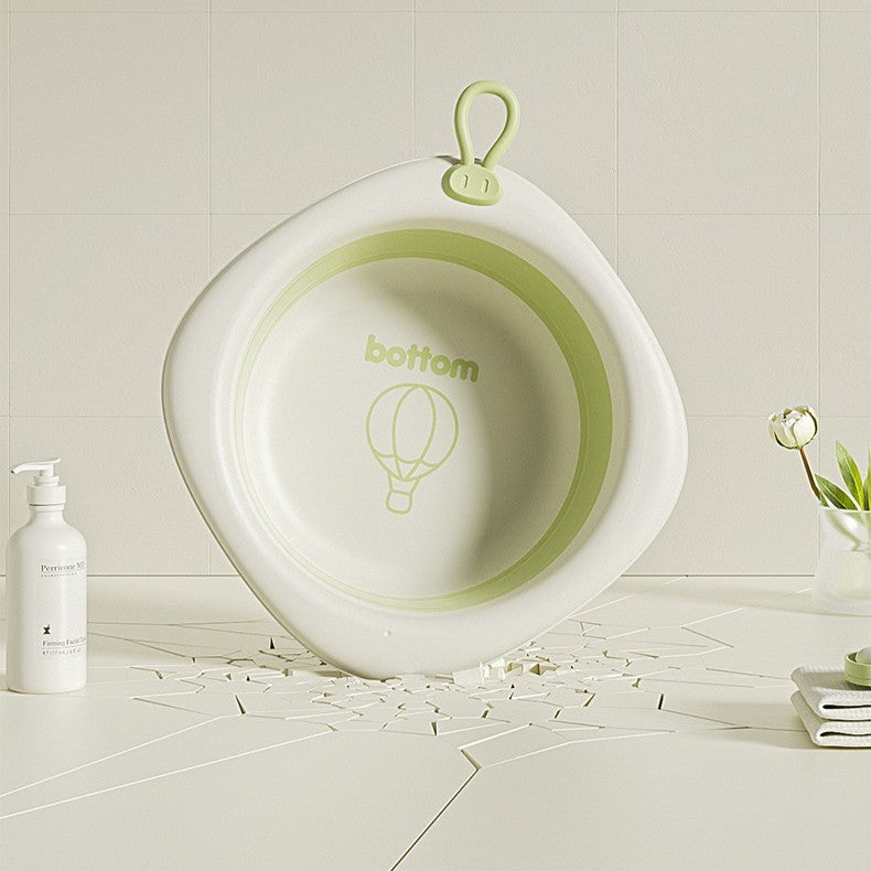 Cada Pliabila pentru Baie pentru Copii, Cadita pentru Bebelusi, Model Romb cu Balon, Verde, 31.5x31.5x3.5 cm, 3L