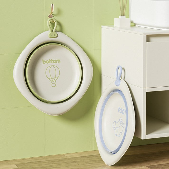 Cada Pliabila pentru Baie pentru Copii, Cadita pentru Bebelusi, Model Romb cu Balon, Verde, 31.5x31.5x3.5 cm, 3L
