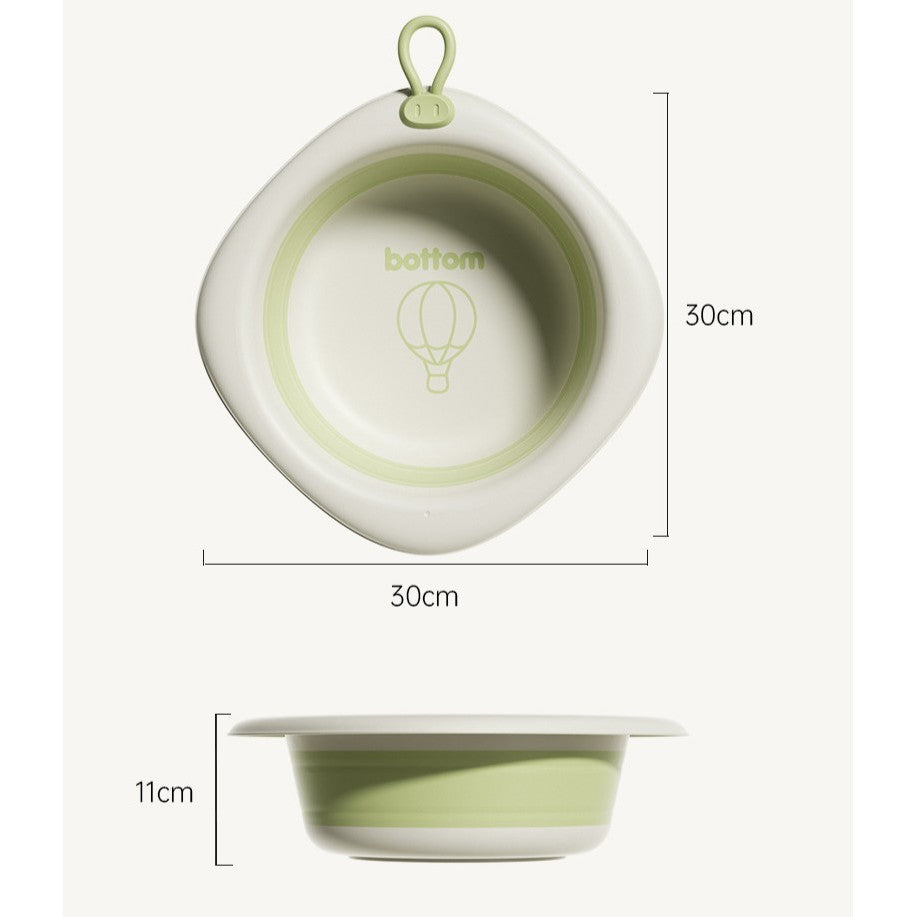 Cada Pliabila pentru Baie pentru Copii, Cadita pentru Bebelusi, Model Romb cu Balon, Verde, 31.5x31.5x3.5 cm, 3L