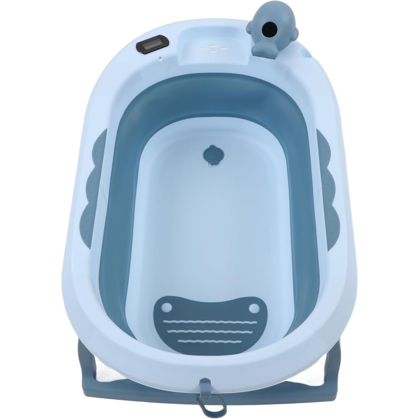 Cada de Baie, pentru Copii 0 luni - 6 Ani, cu Termometru, Pliabila, Perna Suport Inclusa, din Plastic, 81.5 x 49 x 21.5 cm, Albastru