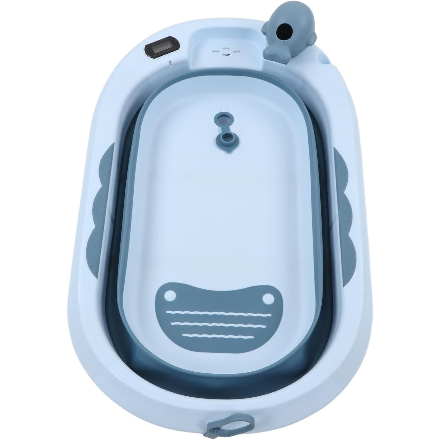 Cada de Baie, pentru Copii 0 luni - 6 Ani, cu Termometru, Pliabila, Perna Suport Inclusa, din Plastic, 81.5 x 49 x 21.5 cm, Albastru