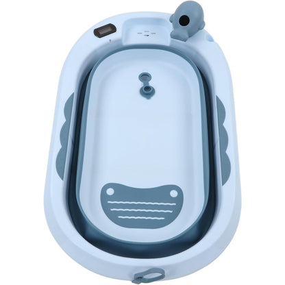 Cada de Baie, pentru Copii 0 luni - 6 Ani, cu Termometru, Pliabila, Perna Suport Inclusa, din Plastic, 81.5 x 49 x 21.5 cm, Albastru