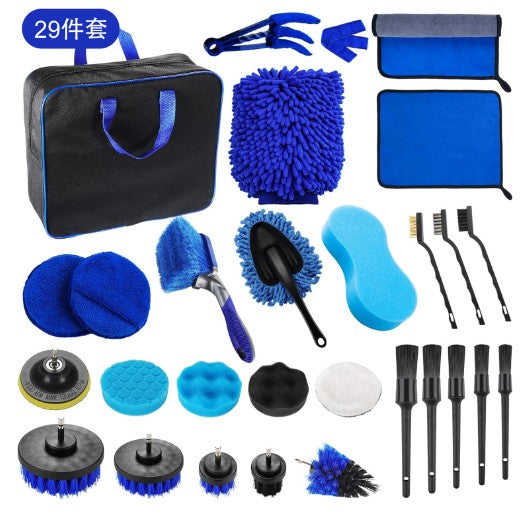 Set 29 Accesorii pentru Curatare Auto, Interior si Exterior, Albastru