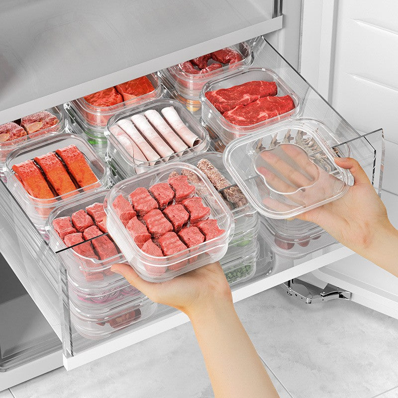 Caserola Alimentara, Cutie pentru Pastrare a Alimentelor, Cutie Depozitare pentru Frigider, Sigilata Dreptunghiulara, din Plastic, 12 x 12 x 4.5 cm, 350ml, Transparent
