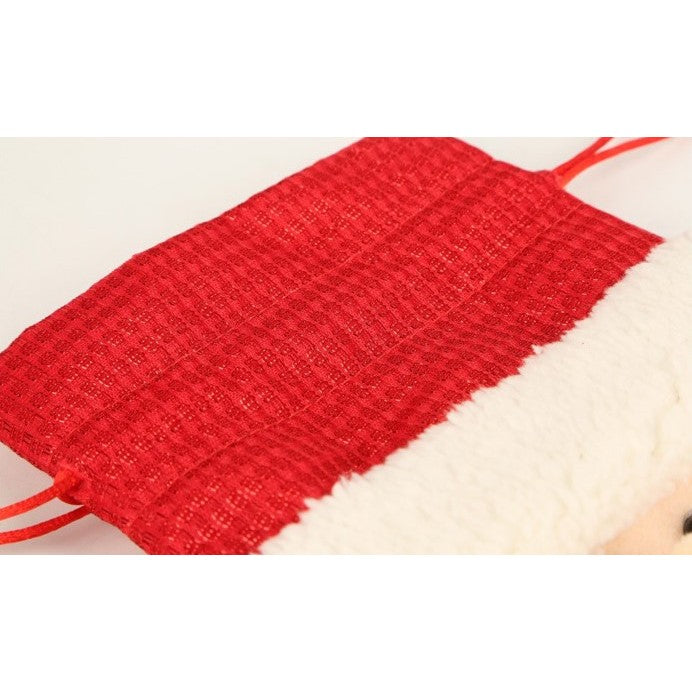 Saculet de Craciun pentru Sticla de Bautura, Model Mos Craciun Accesorizat, Tematica Petrecere de Craciun, Marime Universala, 13x28 cm, Rosu