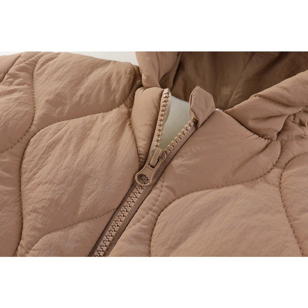 Combinezon de Iarna, pentru Bebelusi, din Bumbac, cu Urechi, Mansete Elastice, Unisex, 73 cm, Maro