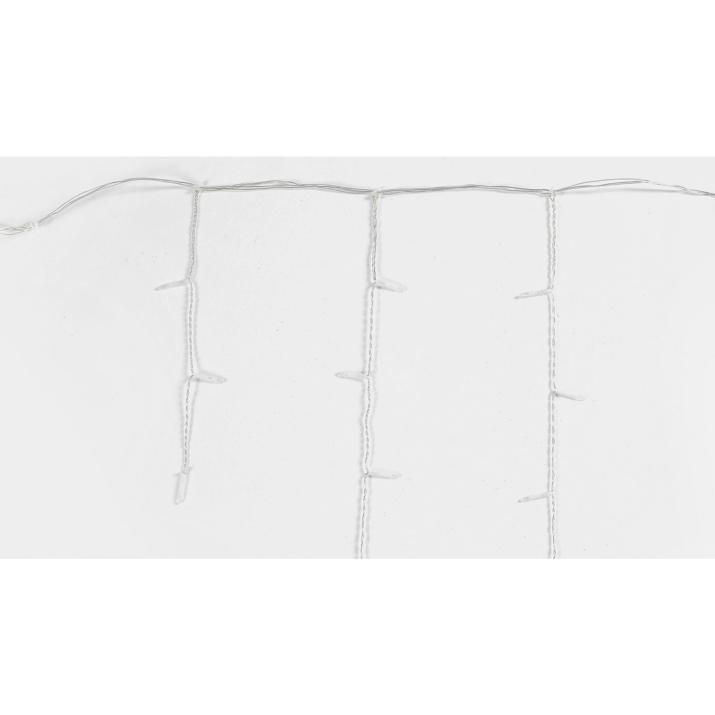 Componenta Instalatie de Craciun® Tip Franjuri, 8 jocuri de lumini Sectiune 5 m, 143 LED-uri, Interconectabila, Fir Transparent, Alb Rece, Nu contine Transformator !