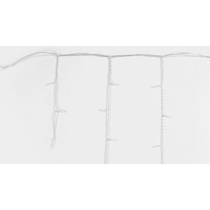 Componenta Instalatie de Craciun® Tip Franjuri, 8 jocuri de lumini Sectiune 5 m, 143 LED-uri, Interconectabila, Fir Transparent, Alb Rece, Nu contine Transformator !