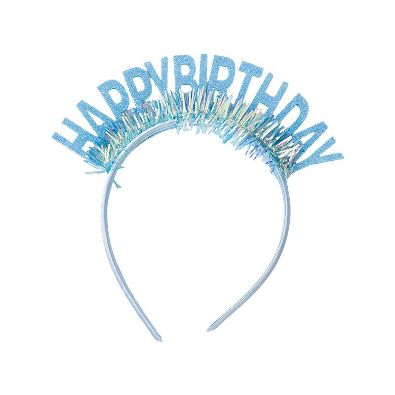Coronita Decorativa pentru Petreceri, Tema Aniversare, Model Happy Birthday, Marime Universala, Albastru