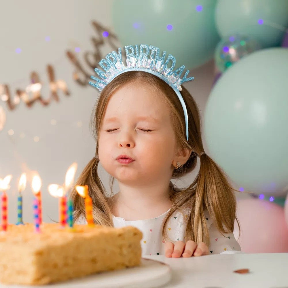 Coronita Decorativa pentru Petreceri, Tema Aniversare, Model Happy Birthday, Marime Universala, Albastru