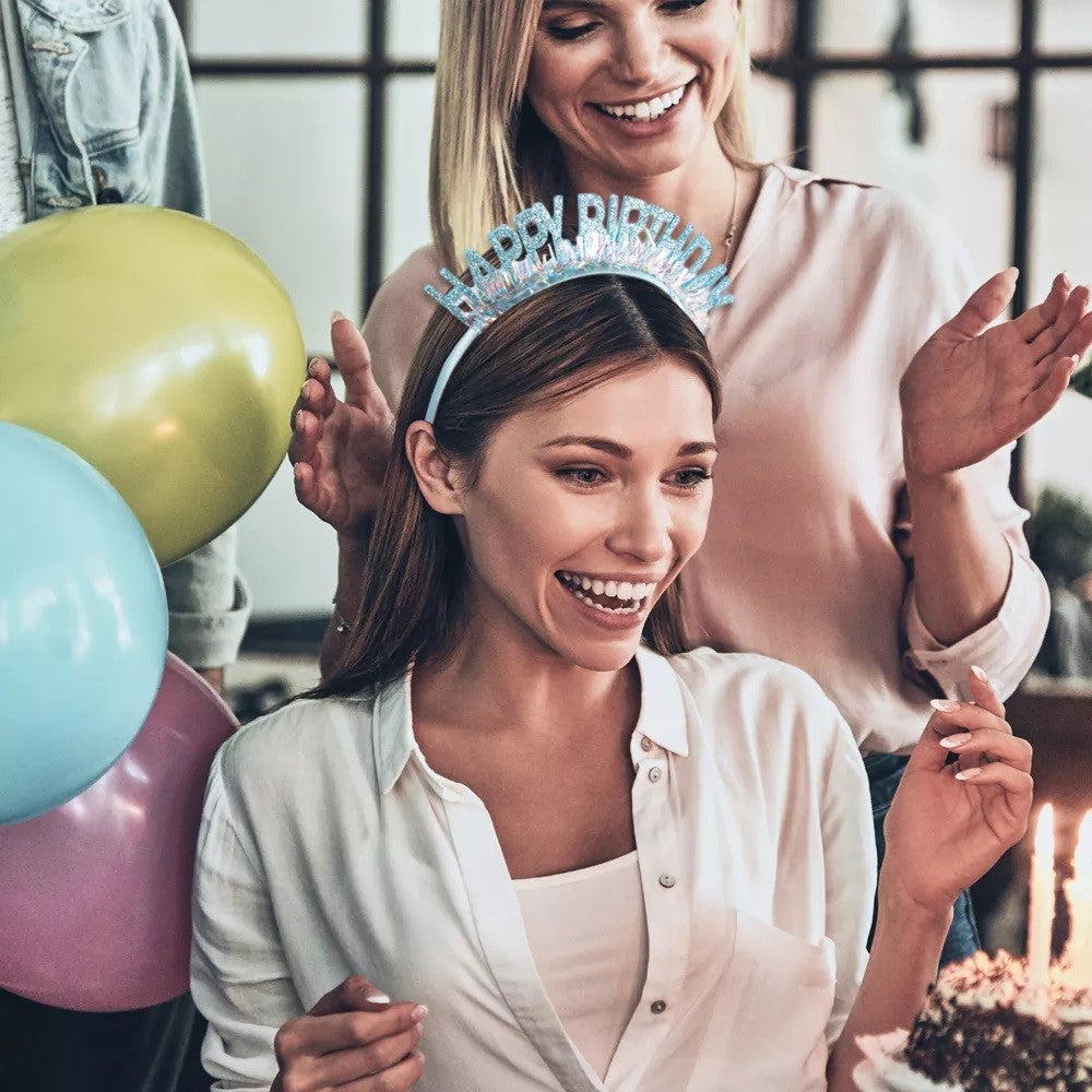 Coronita Decorativa pentru Petreceri, Tema Aniversare, Model Happy Birthday, Marime Universala, Albastru