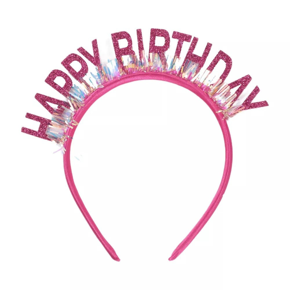 Coronita Decorativa pentru Petreceri, Tema Aniversare, Model Happy Birthday, Marime Universala, Roz