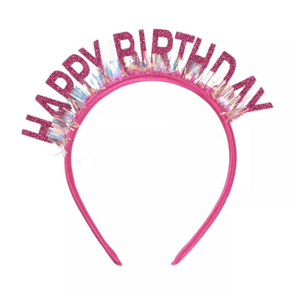 Coronita Decorativa pentru Petreceri, Tema Aniversare, Model Happy Birthday, Marime Universala, Roz