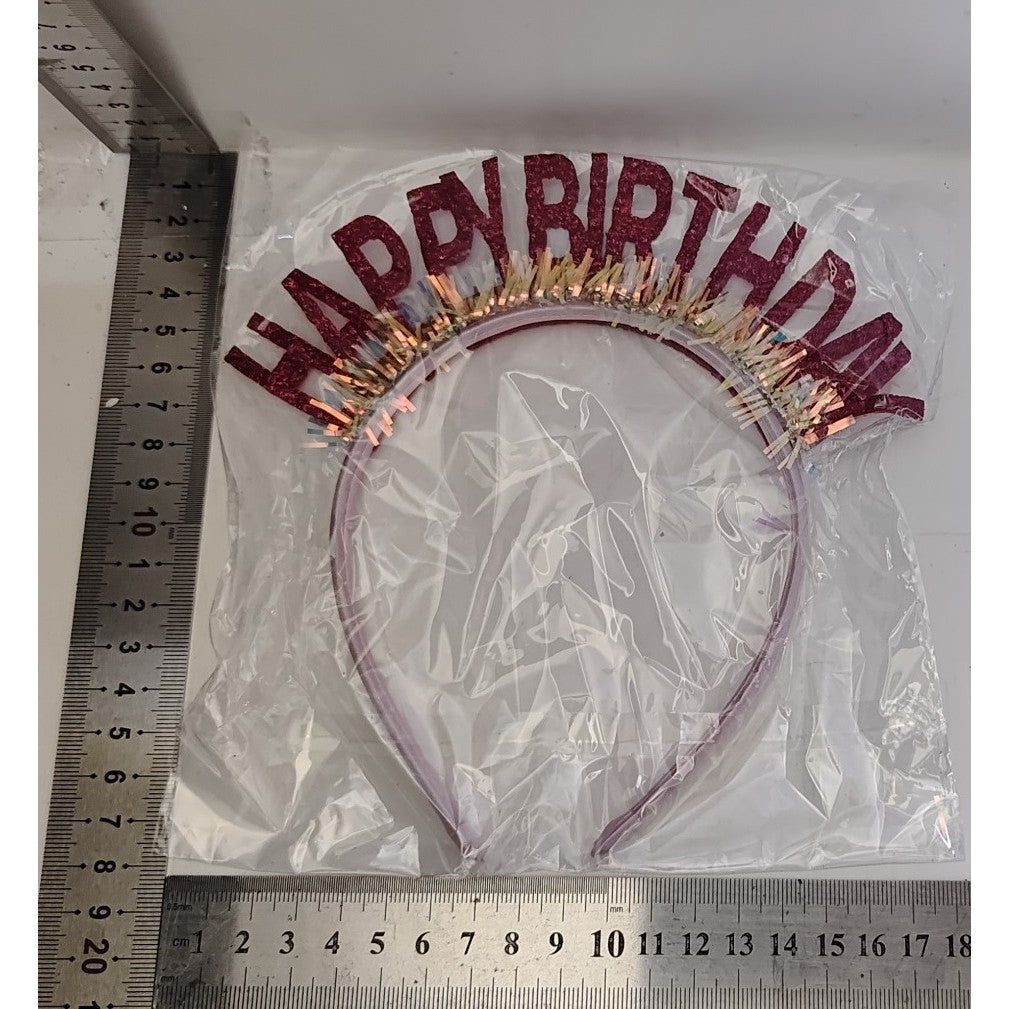 Coronita Decorativa pentru Petreceri, Tema Aniversare, Model Happy Birthday, Marime Universala, Roz
