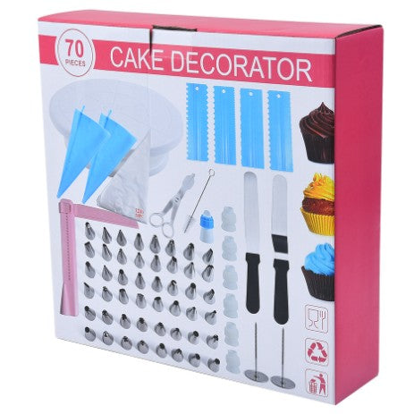 Set 70 Piese Ustensile pentru Ornare Prajituri, din Plastic si Otel Inoxidabil, Multicolor
