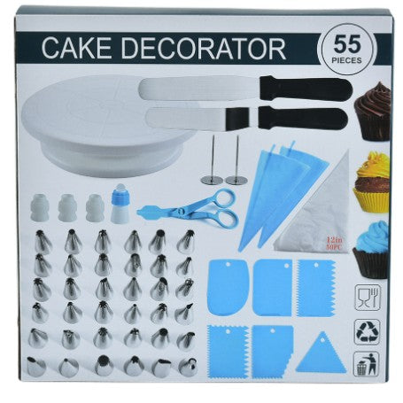Set 55 Piese Ustensile pentru Ornare Prajituri, din Plastic si Otel Inoxidabil, Multicolor