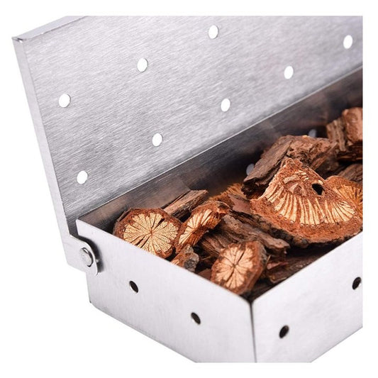 Cutie de afumator pentru gratar, Inox, 9.6x4.4x22.2 cm, Argintiu