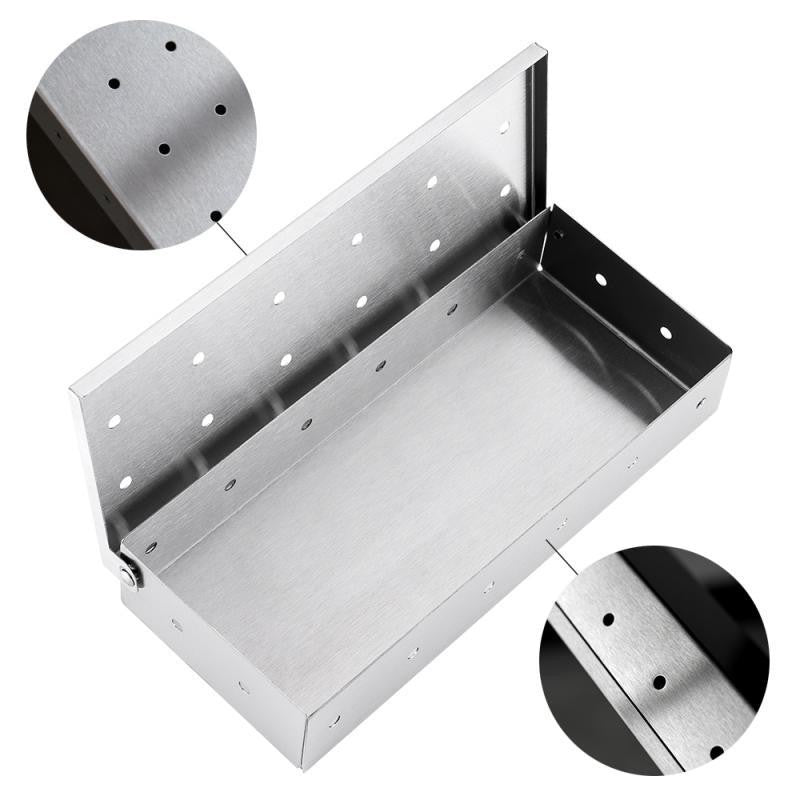 Cutie de afumator pentru gratar, Inox, 9.6x4.4x22.2 cm, Argintiu