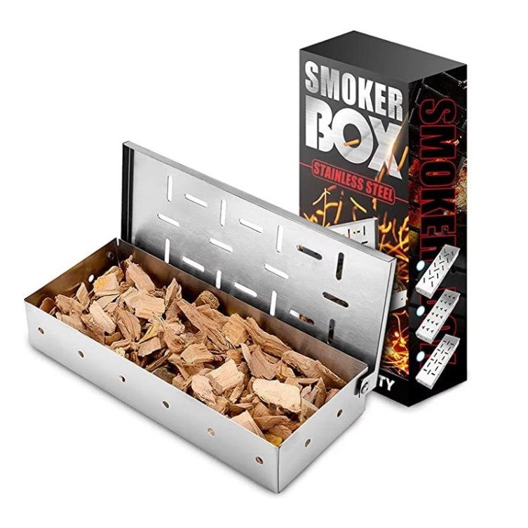 Cutie de afumator pentru gratar, Inox, 9.6x4.4x22.2 cm, Argintiu