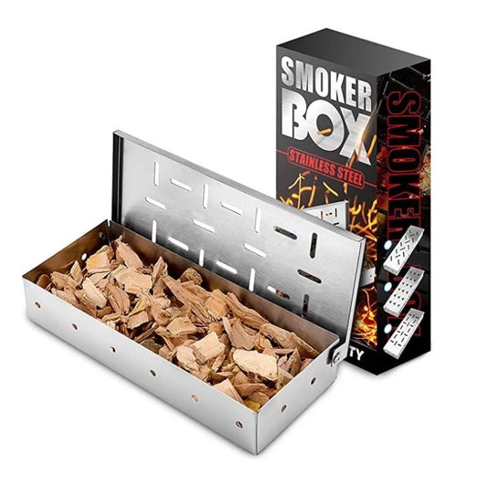 Cutie de afumator pentru gratar, Inox, 9.6x4.4x22.2 cm, Argintiu