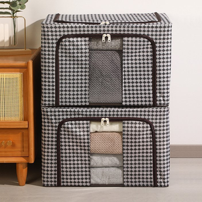 Cutie de Depozitare Pliabila, Cu fermoar Bidirectional, 24 L, Textil, 40x30x20 cm, Cadru Metalic, o Fereastra, Suport Baza Stabil din Plastic, Design Zebra, Alb Negru