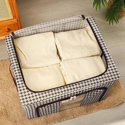 Cutie de Depozitare Pliabila, Cu fermoar Bidirectional, 24 L, Textil, 40x30x20 cm, Cadru Metalic, o Fereastra, Suport Baza Stabil din Plastic, Design Zebra, Alb Negru