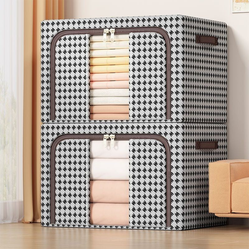 Cutie de Depozitare Pliabila, Cu fermoar Bidirectional, 24 L, Textil, 40x30x20 cm, Cadru Metalic, o Fereastra, Suport Baza Stabil din Plastic, Design Zebra, Alb Negru