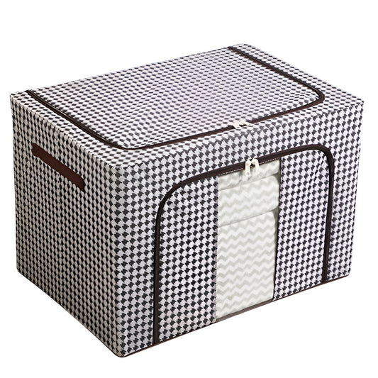 Cutie de Depozitare Pliabila, Cu fermoar Bidirectional, 24 L, Textil, 40x30x20 cm, Cadru Metalic, o Fereastra, Suport Baza Stabil din Plastic, Design Zebra, Alb Negru