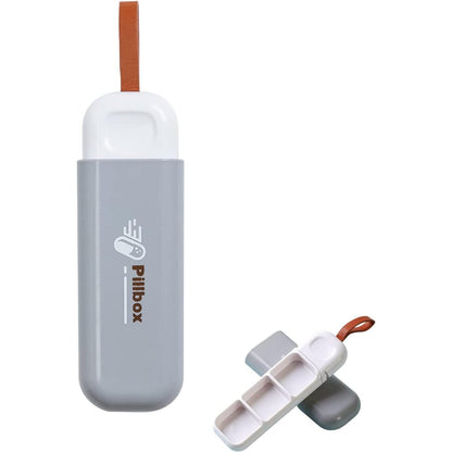 Cutie Depozitare Medicamente, Portabila, 3 Compartimente, Tip Breloc, Plastic, Glisanta, Gri, 10.7x3.6x1.6 cm