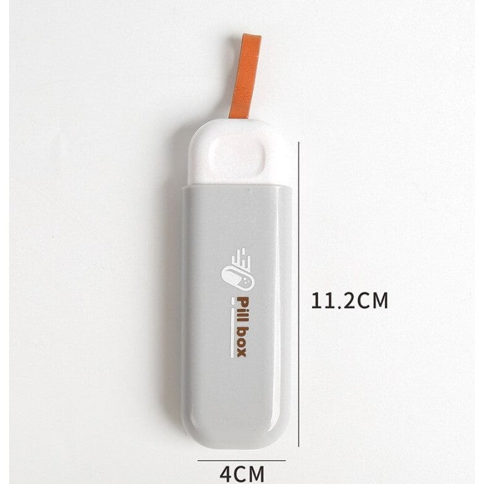 Cutie Depozitare Medicamente, Portabila, 3 Compartimente, Tip Breloc, Plastic, Glisanta, Gri, 10.7x3.6x1.6 cm