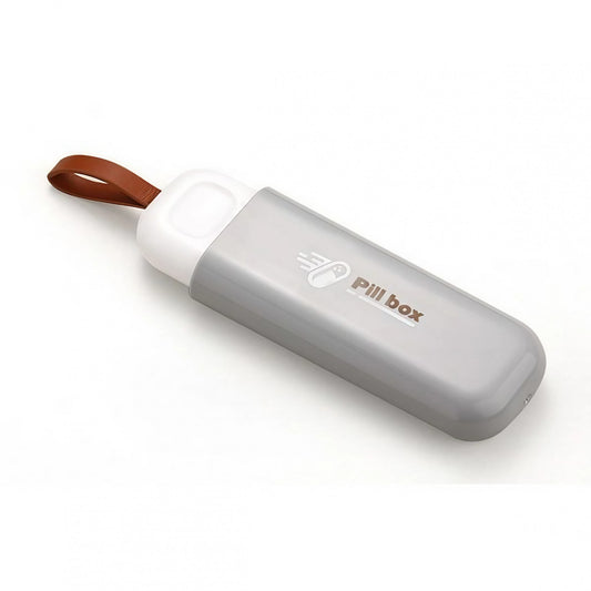 Cutie Depozitare Medicamente, Portabila, 3 Compartimente, Tip Breloc, Plastic, Glisanta, Gri, 10.7x3.6x1.6 cm