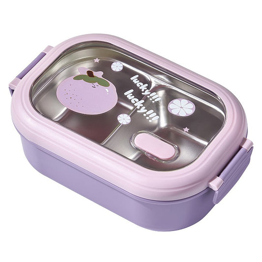 Cutie pentru Pranz sau Gustari, cu Doua Compartimente, pentru Copii si Adulti, Etansare, PP, Perfect pentru Scoala si Birou, 1000 mL, 22.5x14.5x8 cm, Mov