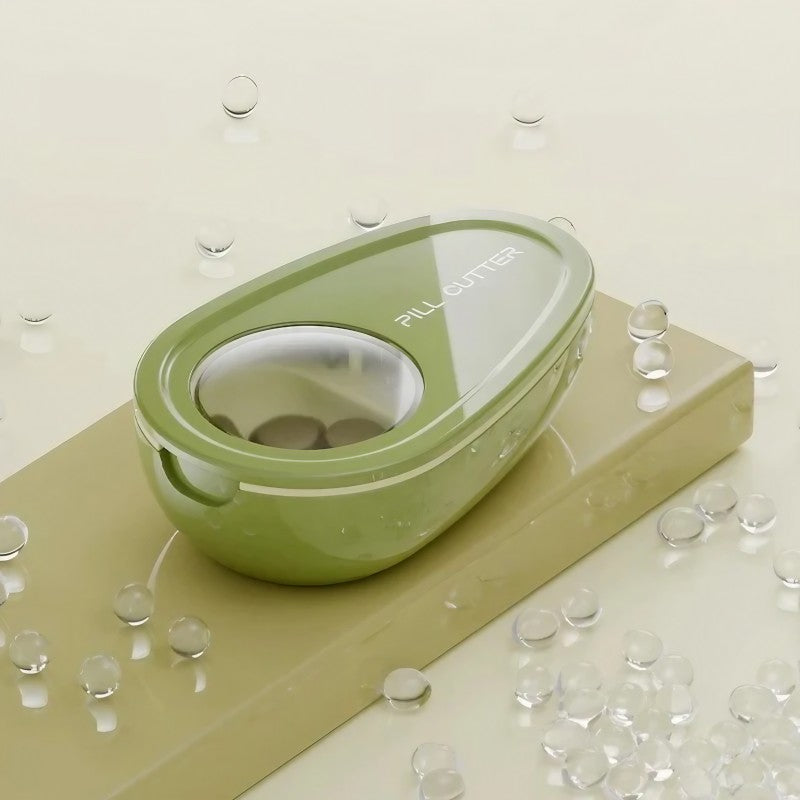 Cutie Taiat Pastile si Depozitare Medicamente, Verde, 8x5x2.65 cm, Compacta si Portabila, Ideala Pentru Calatorii