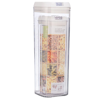 Cutii de Depozitare Alimente, Set din 2 Cutii de tip Container, Recipiente pentru Cereale in Bucatarie, 1.2 L-10x30.5 cm, 2.5 L-12.5x12.5x36.5 cm, Transparente cu Capac Alb