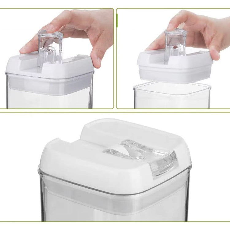 Cutii de Depozitare Alimente, set din 5 Cutii pentru Condimente, Volumetrie 0.5l, 0.8l, 1.2l, 1.9l, Transparente cu Capac Alb