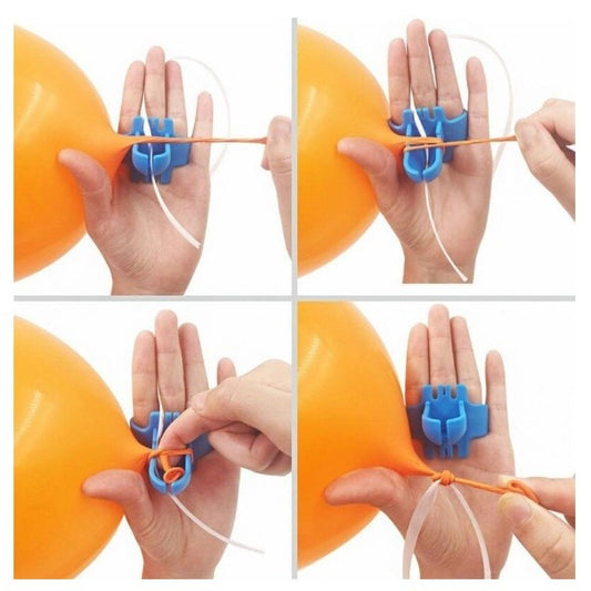 Dispozitiv de Legat Baloane, din Plastic, pentru Mana, 6.5 x 5.5 cm, Albastru