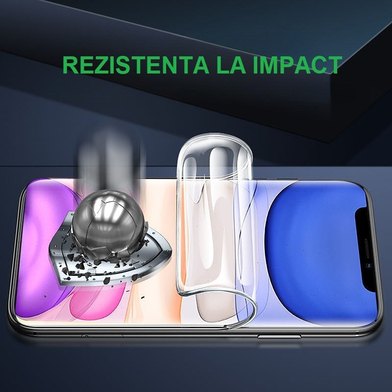 Folie de Protectie, pentru iPhone 15, Flexible Hidrogel Protectie Blue Ray, Full Cover, Reparare Automata, Transparent