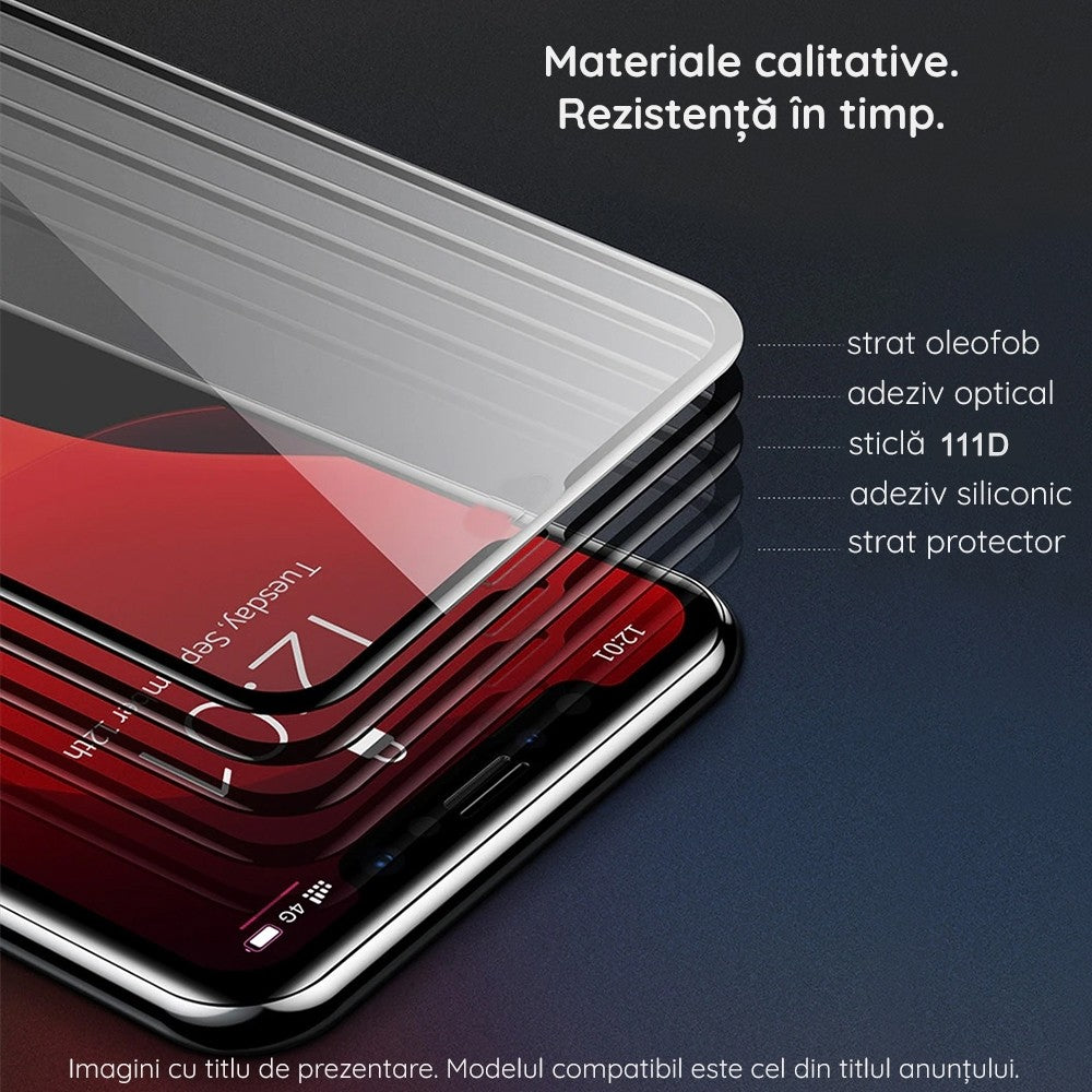 Folie Sticla pentru Samsung A34 5G, Transparenta HD, 9H, 111D, Margini negre