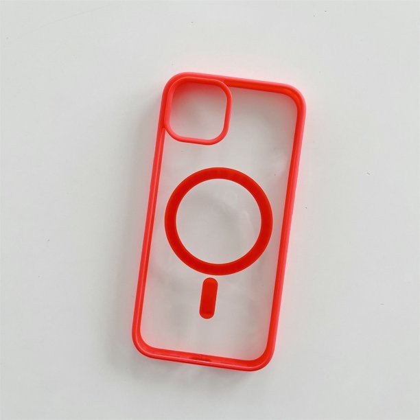 Husa MagSafe pentru Apple iPhone 13, Full Cover, Frosted Acrylic Color Big Hole, Magnetica, Incarcare Wireless, Rosu