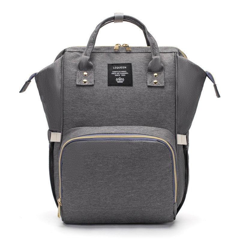 Rucsac Multifunctional pentru Mamici, din Panza Oxford, Compartimentare Multipla, Impermeabil, 43 x 18 x 26 cm, Gri Inchis