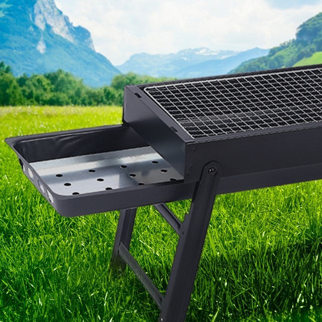 Gratar Portabil, Confectionat din Metal, pentru Picnic, Gradina, Terasa, Camping, Dimensiuni Reduse, 60x22x23 cm, Negru