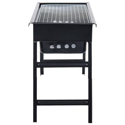 Gratar Portabil, Confectionat din Metal, pentru Picnic, Gradina, Terasa, Camping, Dimensiuni Reduse, 60x22x23 cm, Negru