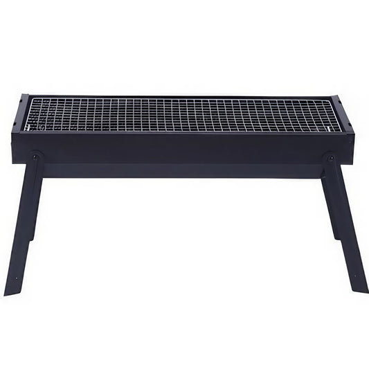 Gratar Portabil, Confectionat din Metal, pentru Picnic, Gradina, Terasa, Camping, Dimensiuni Reduse, 60x22x23 cm, Negru