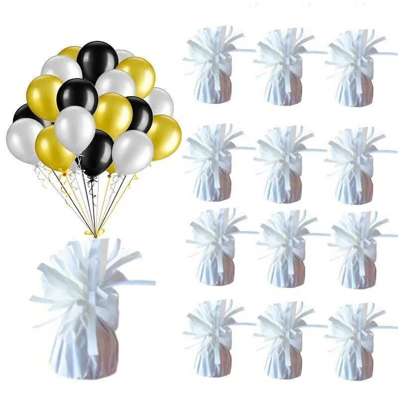 Greutate pentru Baloane cu Heliu, din Folie cu Franjuri, 170g, 13 x 5 x 3 cm, Alb