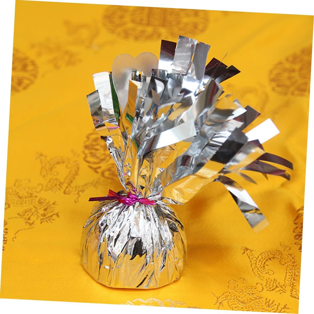 Greutate pentru Baloane cu Heliu, din Folie cu Franjuri, 170g, 13 x 5 x 3 cm, Argintiu