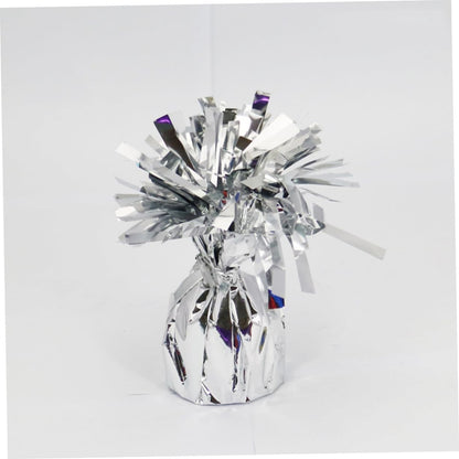 Greutate pentru Baloane cu Heliu, din Folie cu Franjuri, 170g, 13 x 5 x 3 cm, Argintiu