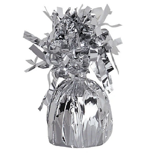 Greutate pentru Baloane cu Heliu, din Folie cu Franjuri, 170g, 13 x 5 x 3 cm, Argintiu