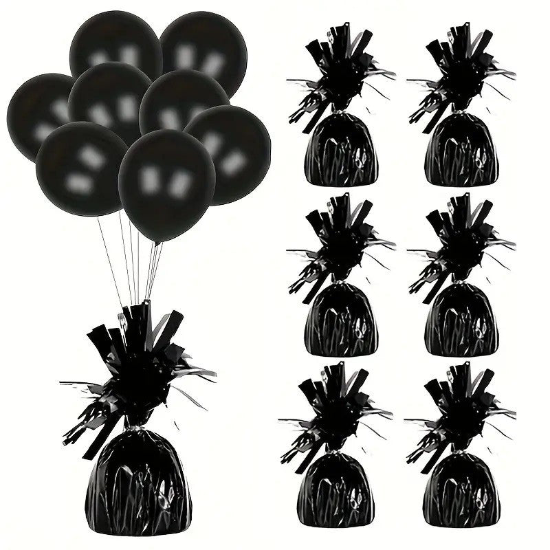 Greutate pentru Baloane cu Heliu, din Folie cu Franjuri, 170g, 13 x 5 x 3 cm, Negru